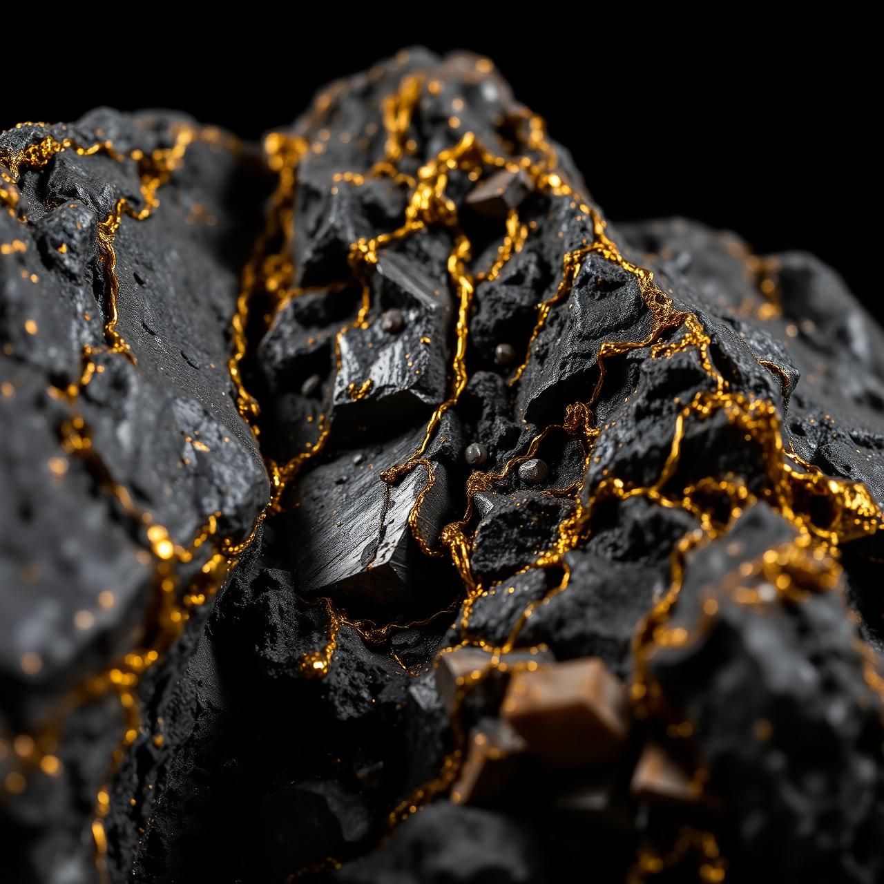 Mineralised rock with gold veining